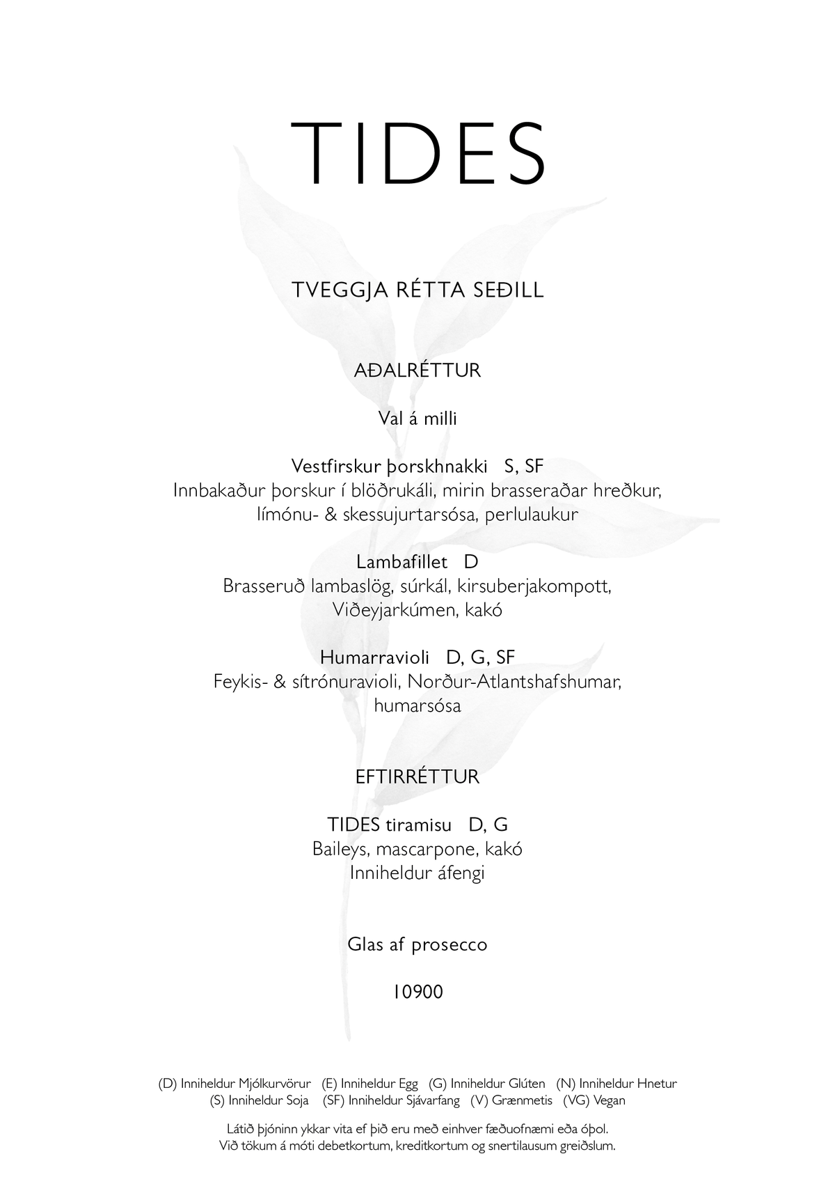 Tveggja rétta tónleika/leikhússeðill